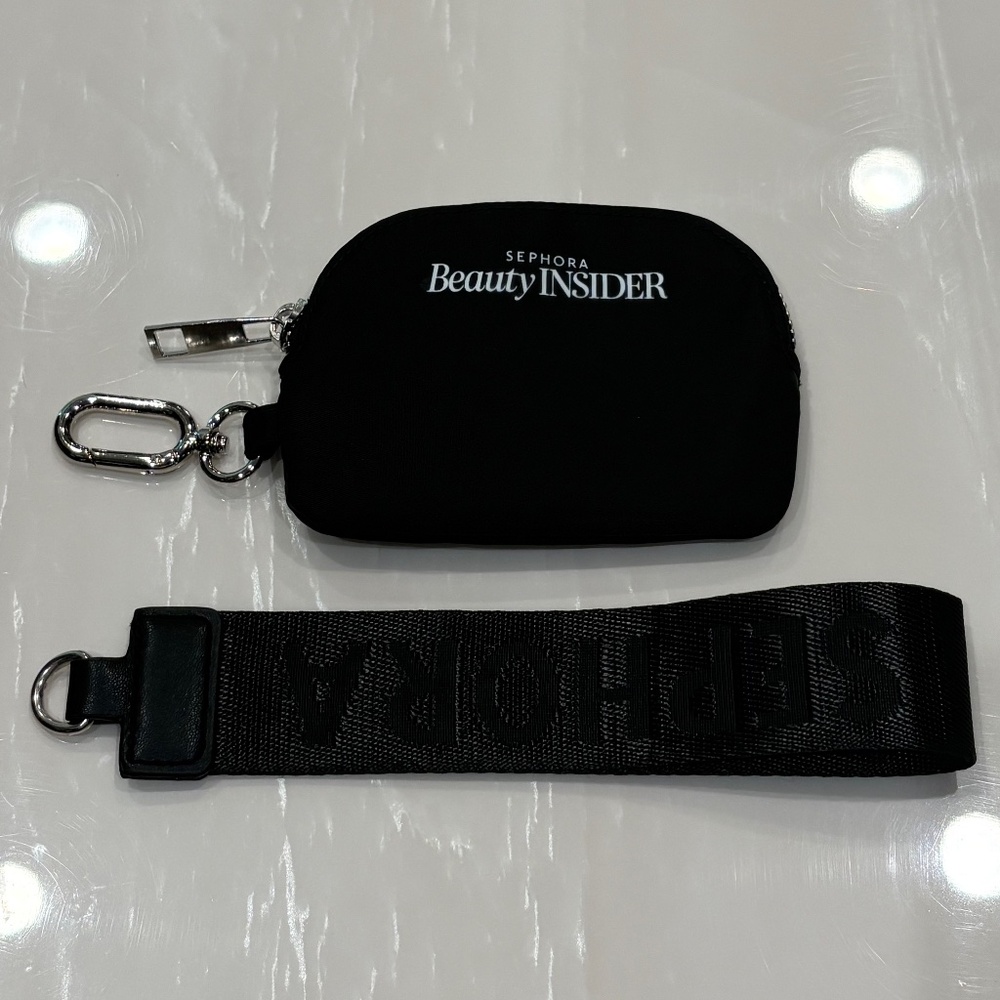 Sephora Black Beauty Insider Pouch with Logo Strap
